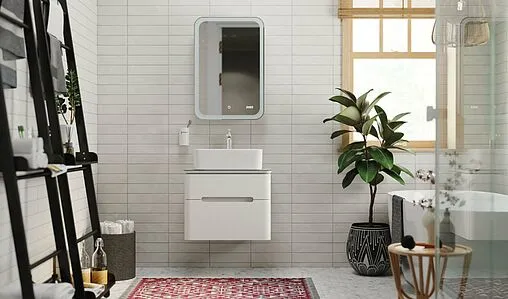 Шкаф-зеркало Jorno Bosko 50 R с подсветкой и часами белый Bos.03.50/W