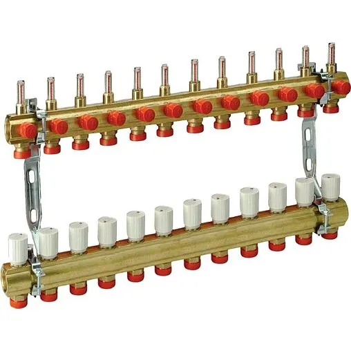 Группа коллекторная с расходомерами 12 отводов 1&quot;в/в x ¾&quot;ек Giacomini R553KY072