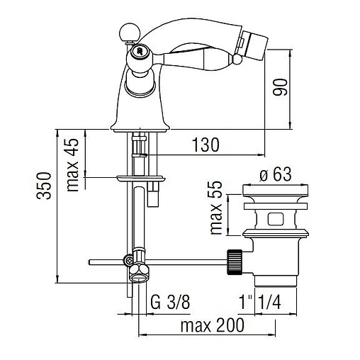 Смеситель для биде Nobili Antica бронза/белый AT31119/6BR Смеситель для биде Nobili Antica бронза/белый AT31119/6BR
