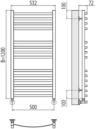 Полотенцесушитель водяной лесенка Terminus Авиэль П14 500х1200 полированная сталь 4670078529220