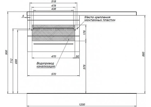 Тумба-умывальник подвесная над стиральной машиной Aquanet Нота 120 L венге 00171484+00239565