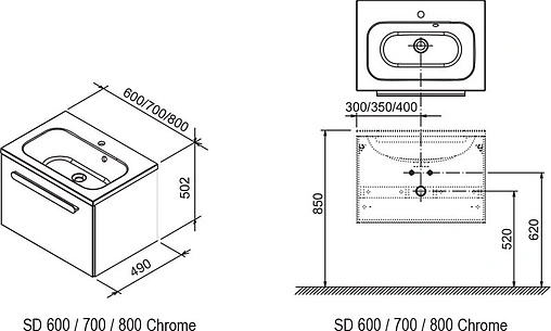 Тумба-умывальник подвесная Ravak Chrome 70 белый X000000532+XJG01170000