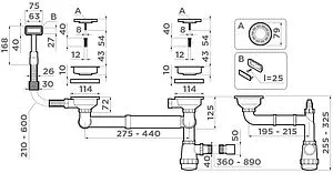 Сифон бутылочный для двойной мойки с переливом Omoikiri WK-1.5-IN 4956485 Сифон бутылочный для двойной мойки с переливом Omoikiri WK-1.5-IN 4956485, 2
