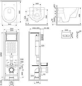 Комплект 6 в 1 Am.Pm Jupiter IS110338.DX77C1700 с кнопкой черный матовый Комплект 6 в 1 Am.Pm Jupiter IS110338.DX77C1700 с кнопкой черный матовый, 2