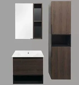 Шкаф-зеркало Comforty Франкфурт 60 дуб шоколадно-коричневый 00004150528CF, 3