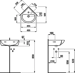 Раковина Laufen Pro 50 белый 8.1695.6.000.104.1, 2