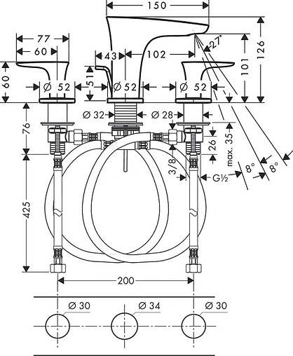 Смеситель для раковины Hansgrohe PuraVida 100 хром 15063000