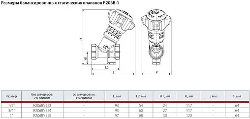 Балансировочный клапан ¾&quot;в х ¾&quot;в Kvs 4.4 Giacomini R206BY114