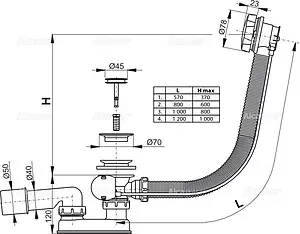 Слив-перелив для ванны AlcaPlast хром A55KM-100 Слив-перелив для ванны AlcaPlast хром A55KM-100, 2