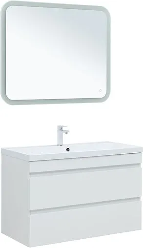 Тумба-умывальник подвесная Aquanet Нота New 100 белый глянец 00335420+00284116