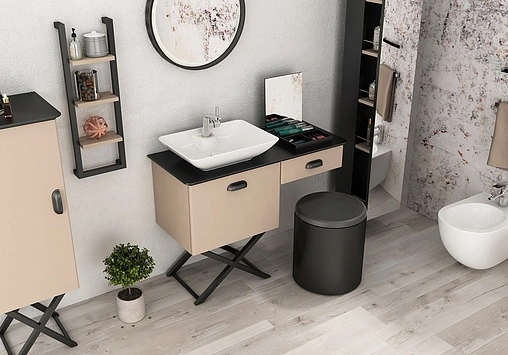Тумба-умывальник напольная ISVEA Bei 100 норка/чёрный 21BES064100I+10SY50052SV