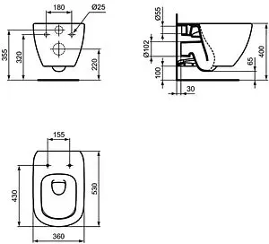 Комплект 5 в 1 Ideal Standard Tesi AquaBlade T3868V¾59AW с кнопкой белый глянцевый, 3