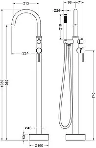 Смеситель для ванны напольный Aquatek Европа чёрный матовый AQ1345MB Смеситель для ванны напольный Aquatek Европа чёрный матовый AQ1345MB, 2