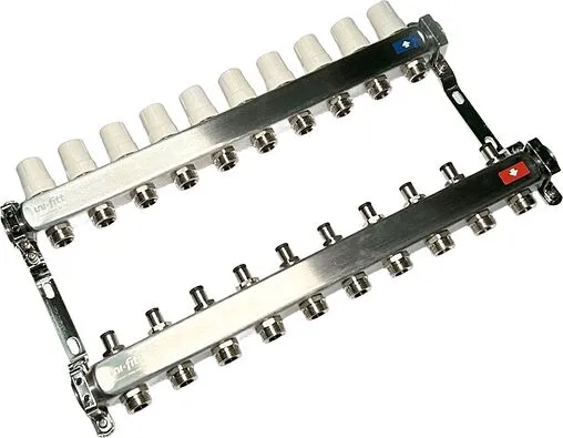Группа коллекторная без расходомеров 10 отводов 1&quot;в/в x ¾&quot;ек Uni-fitt OPTIMAL 451B4310.RU