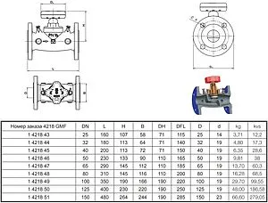 Балансировочный клапан DN80 Kvs 68.5 Herz Strömax-GMF 4218 1421848, 3