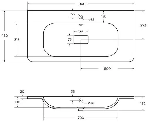 Раковина Cezares 100 белый CZR-1000/480-LV-MR-NV