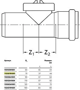 Ревизия внутренняя бесшумная D=110мм Rehau Raupiano Plus 11215341004 Ревизия внутренняя бесшумная D=110мм Rehau Raupiano Plus 11215341004, 2