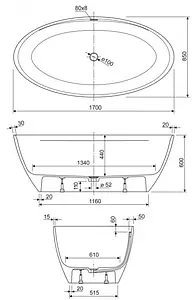 Ванна отдельностоящая из искусственного камня Cezares Titan-Oval-170-85-57 Ванна отдельностоящая из искусственного камня Cezares Titan-Oval-170-85-57, 2