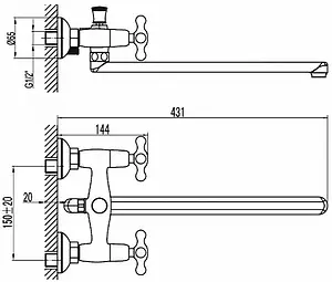 Смеситель для ванны с длинным изливом SMARTsant Кросс хром SM110008AA Смеситель для ванны с длинным изливом SMARTsant Кросс хром SM110008AA, 2