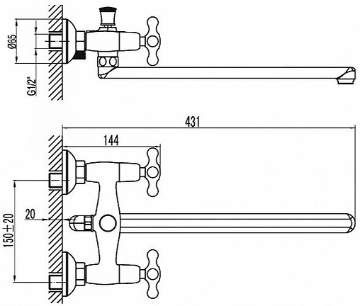 Смеситель для ванны с длинным изливом SMARTsant Кросс хром SM110008AA Смеситель для ванны с длинным изливом SMARTsant Кросс хром SM110008AA