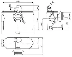 Канализационная насосная установка Unipump Sanivort 605 Duo 51717 Канализационная насосная установка Unipump Sanivort 605 Duo 51717, 3