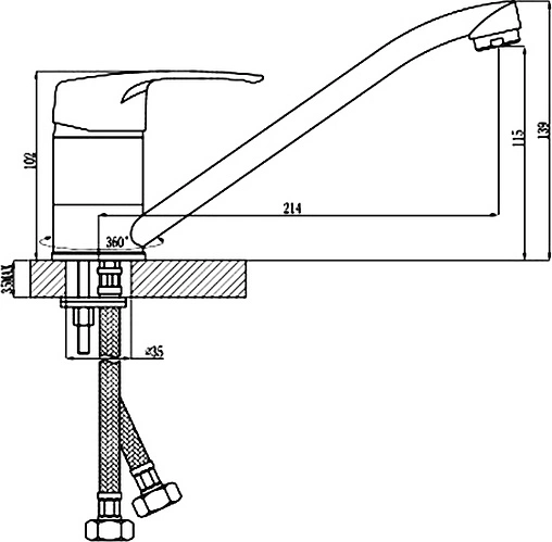 Смеситель для кухни Rossinka хром F40-21U
