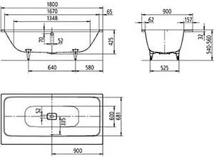 Ванна стальная Kaldewei Asymmetric Duo 190x100 mod. 744 anti-slip+easy-clean белый 274430003001 Ванна стальная Kaldewei Asymmetric Duo 190x100 mod. 744 anti-slip+easy-clean белый 274430003001, 2
