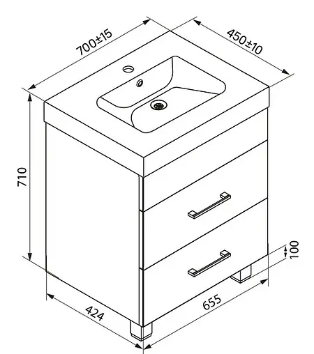 Тумба под умывальник напольная IDDIS New Custo 70 белый NCU70W0i95