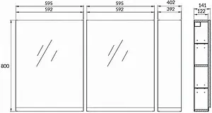 Шкаф-зеркало Cersanit Moduo 140 белый/дуб SB-LS-MOD60/Wh+SB-MD-MOD20-SW+SB-LS-MOD60/Wh, 2