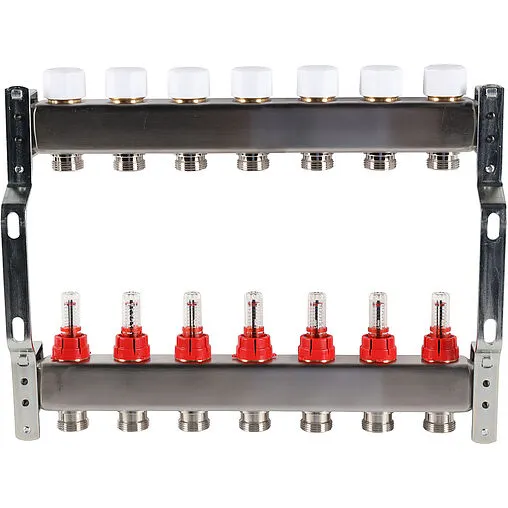 Группа коллекторная с расходомерами 7 отводов 1&quot;в/в x ¾&quot;ек Rommer RMS-1200-000007