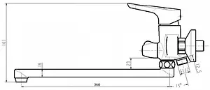 Смеситель для ванны с длинным изливом Swedbe Ares хром 1950 Смеситель для ванны с длинным изливом Swedbe Ares хром 1950, 2