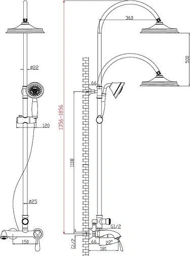 Душевая система со смесителем для ванны Lemark Intense хром LM5662C
