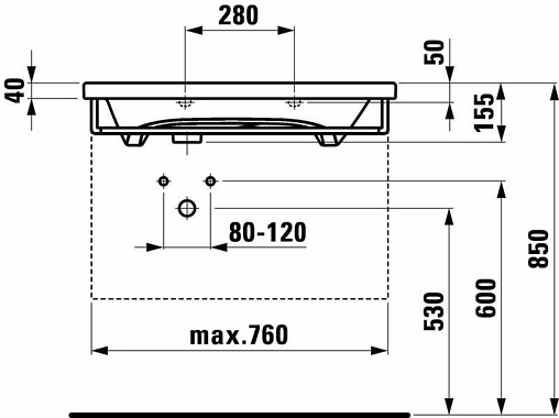 Раковина Laufen Palomba 80 белый 8.1480.4.000.104.1 Раковина Laufen Palomba 80 белый 8.1480.4.000.104.1