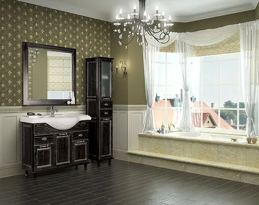 Шкаф-пенал напольный Aquaton Жерона 35 R черное серебро 1A158903GEM5R