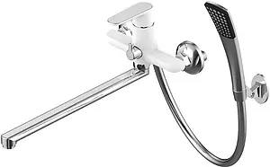 Смеситель для ванны с длинным изливом SMARTsant Афалина белый/хром SM233502AW Смеситель для ванны с длинным изливом SMARTsant Афалина белый/хром SM233502AW, 1