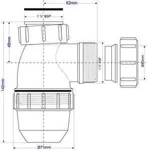 Сифон бутылочный для мойки Mc Alpine MRSK2-NW-MINI Сифон бутылочный для мойки Mc Alpine MRSK2-NW-MINI, 2