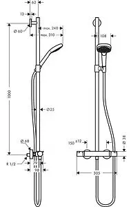 Душевая система с термостатом для душа Hansgrohe Croma Select E 110 3jet Multi SemiPipe EcoSmart хром/белый 27259400 Душевая система с термостатом для душа Hansgrohe Croma Select E 110 3jet Multi SemiPipe EcoSmart хром/белый 27259400, 2