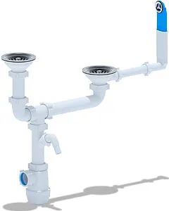 Сифон бутылочный для двойной мойки с переливом Ани Пласт Грот A3700 Сифон бутылочный для двойной мойки с переливом Ани Пласт Грот A3700, 1