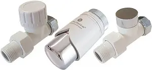 Комплект вентилей терморегулирующих прямых 16x2.0 x ½"н Schlosser Elegant белый/хром 604200035 Комплект вентилей терморегулирующих прямых 16x2.0 x ½"н Schlosser Elegant белый/хром 604200035, 1