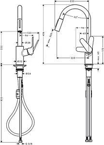 Смеситель для кухни с выдвижным изливом Hansgrohe Focus M41 240 2jet хром 31815000 Смеситель для кухни с выдвижным изливом Hansgrohe Focus M41 240 2jet хром 31815000, 2