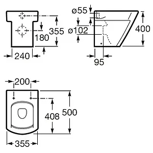 Унитаз приставной Roca Hall белый 347627000, 2