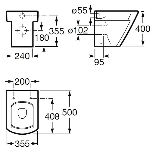 Унитаз приставной Roca Hall белый 347627000