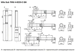 Насос скважинный центробежный 4" Wilo Sub TWU 4-0220-С EM 2786611 Насос скважинный центробежный 4" Wilo Sub TWU 4-0220-С EM 2786611, 2