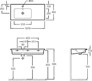 Раковина Jacob Delafon Vox 101 L белый EXAC112-00 Раковина Jacob Delafon Vox 101 L белый EXAC112-00, 2