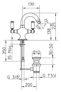 Смеситель для биде Bossini Liberty бронза Z001401.022, 3