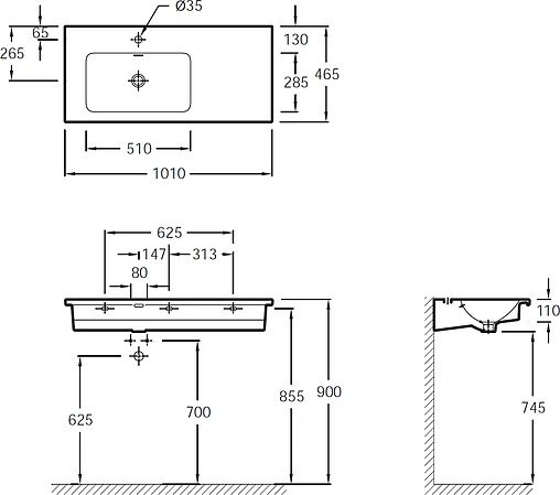 Раковина Jacob Delafon Vox 101 L белый EXAC112-00