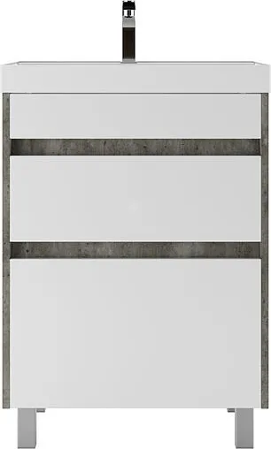 Тумба-умывальник напольная Домино Karlo 60 белый/бетон DK5314T+4627173210164