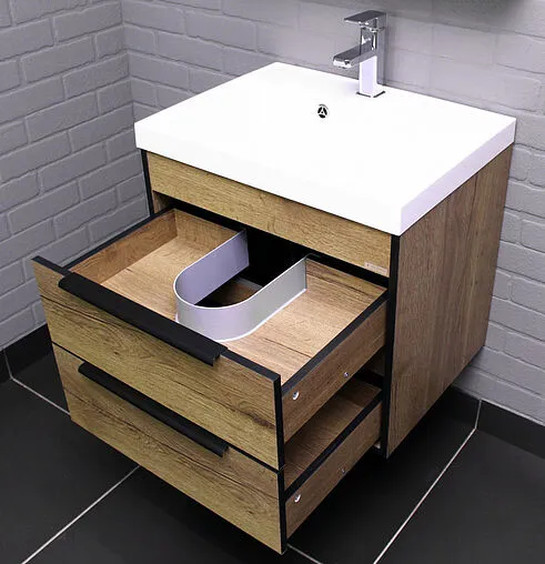 Тумба под умывальник подвесной Домино Bazis 60 дуб галифакс табак DA6102T