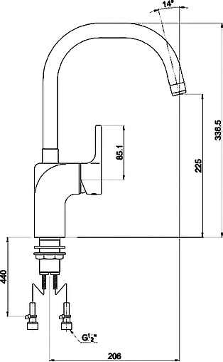 Смеситель для кухни Timo Polo хром 0166FN-U chrome