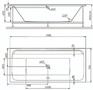 Ванна акриловая Toni Arti Amatrice PL 170х75 TA-A17075 Ванна акриловая Toni Arti Amatrice PL 170х75 TA-A17075, 2